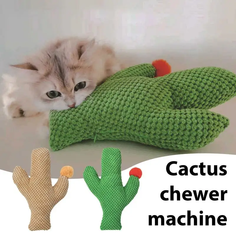 Catnip Toys for Cats Cactus Shaped Funny Interactive Plush Cat Toy Pet Kitten Chewing Vocal Toy Bite Cat Pet Accesserios