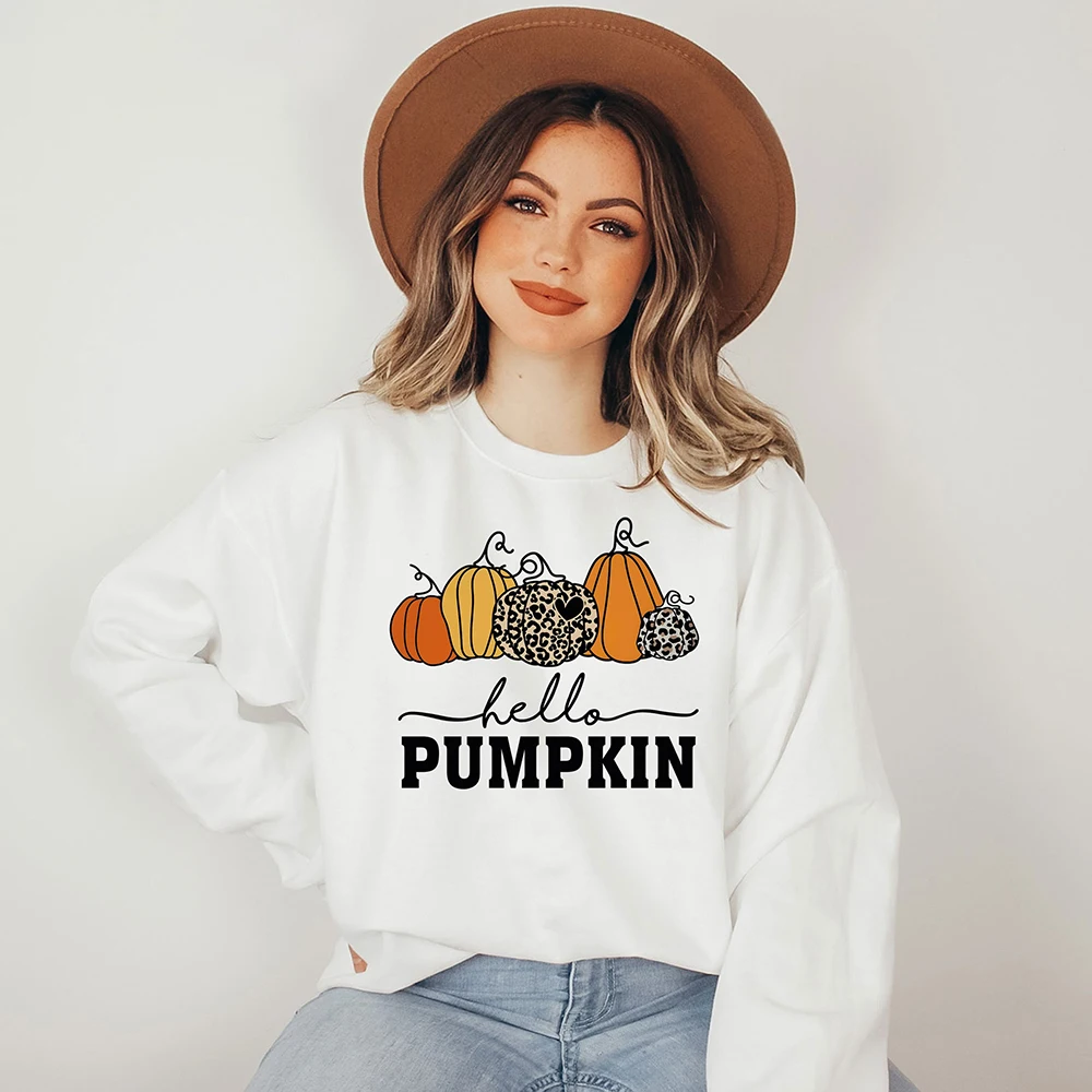 Hello Pumpkin Bluza Halloween Bluzy dla kobiet Jesienne prezenty Jesienna koszulka Halloween Sweter damski Prezenty na Święto Dziękczynienia