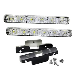 2PCS/Set Day Light Super White 6 LED Universal Car Light Daytime Running Auto Lamp DRL Auxiliary Light In The Day