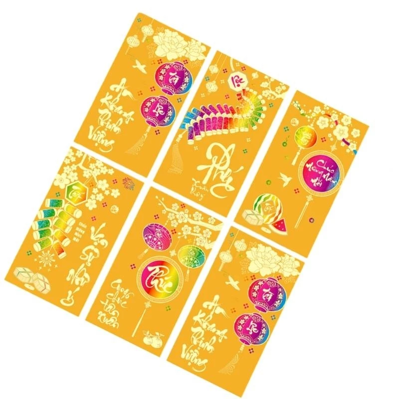 

Vietnamese Cultural Red Lucky Money Pouches Year of Horse 2026 Pack of 6 Paper Gift Envelopes