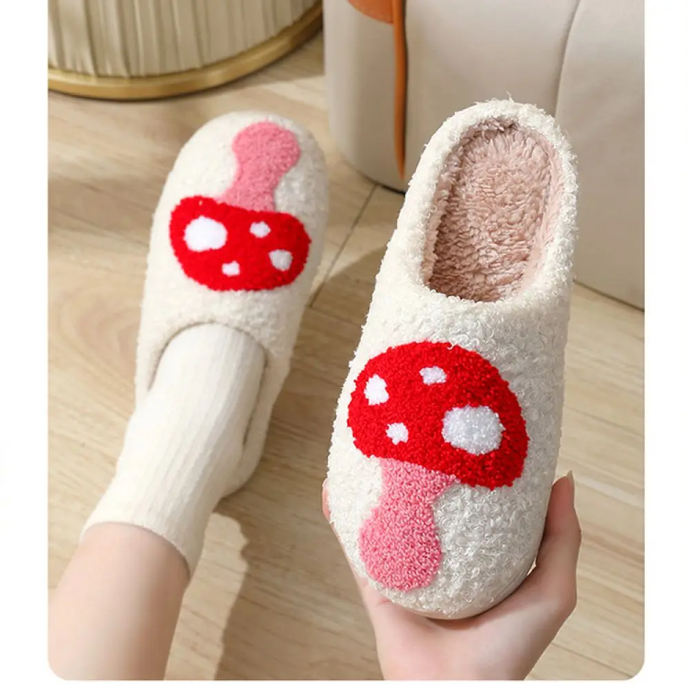 Cozy Plush Indoor Slippers Soft Warm Home Footwear Cartoon Pattern Anti Slip Winter Bedroom Slides Cute House Shoes
