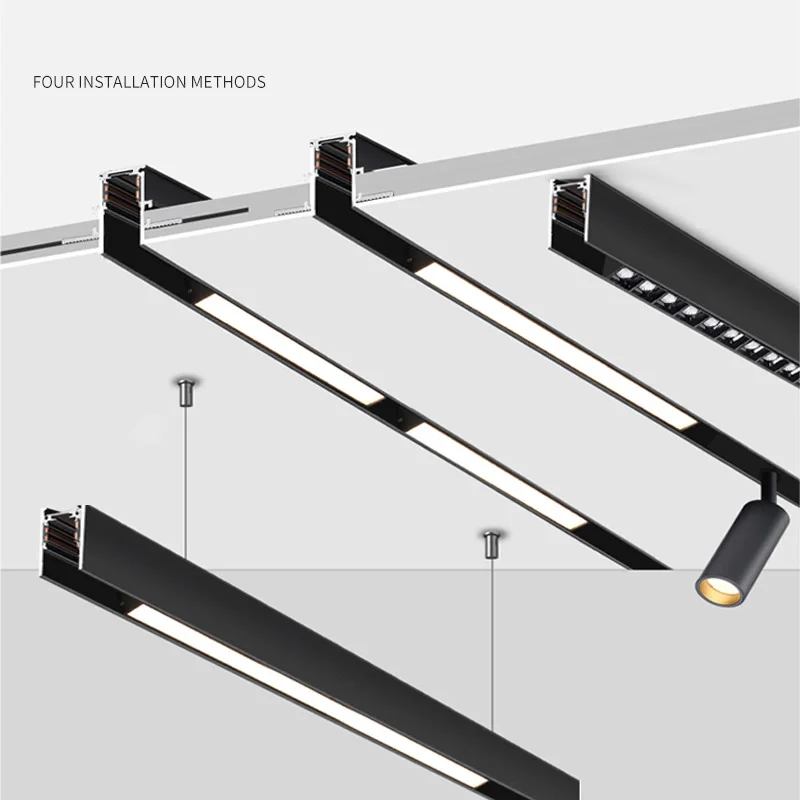 LED Magnetic Track Light Grille Lamp Modern Embedded Spotlight Flexible Linear Fixture Ceiling Indoor Lighting Lights DC48V