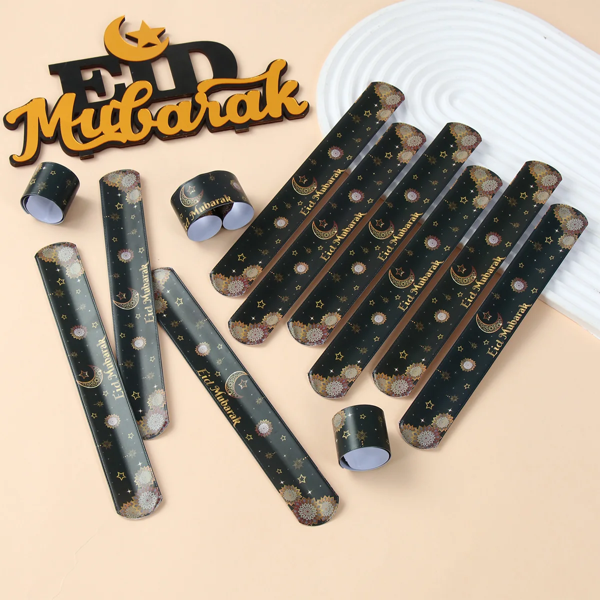12pcs EID Mubarak Papa circle Bracelet Ramadan Decoration 2025 Islamic Muslim Party Supplies Eid Al Adha Gift Ramadan Kareem
