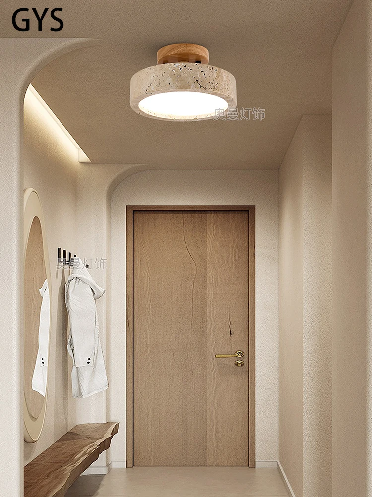 Led Ceiling Lamp Retro Yellow Cave Stone Downlight Wabi Sabi Cream Style Light Soft Lighting For Living Room Bedroom Entrance