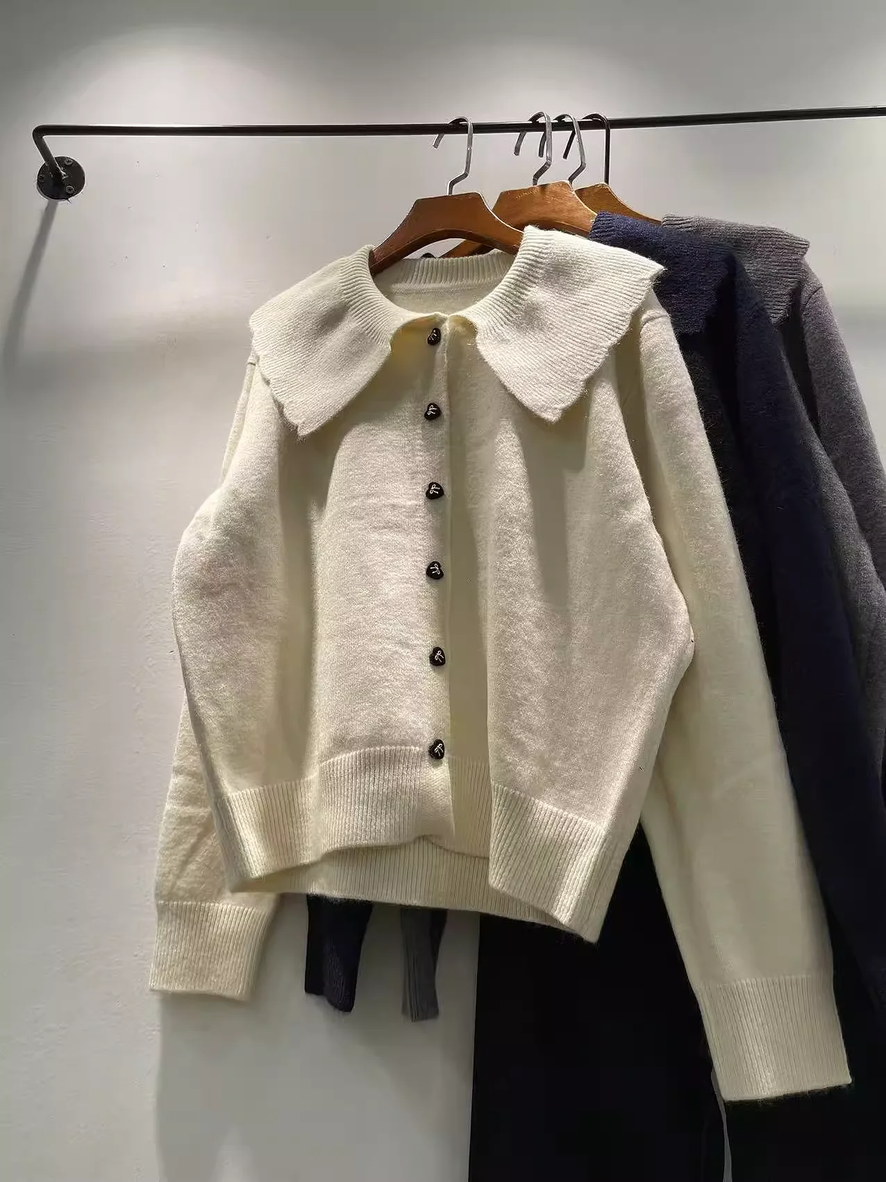 

Enianechu Kawaii одежда Mori Girl милый осенний бежевый серый темно-синий кардиган свитер для женщин зимний трикотаж верхняя одежда