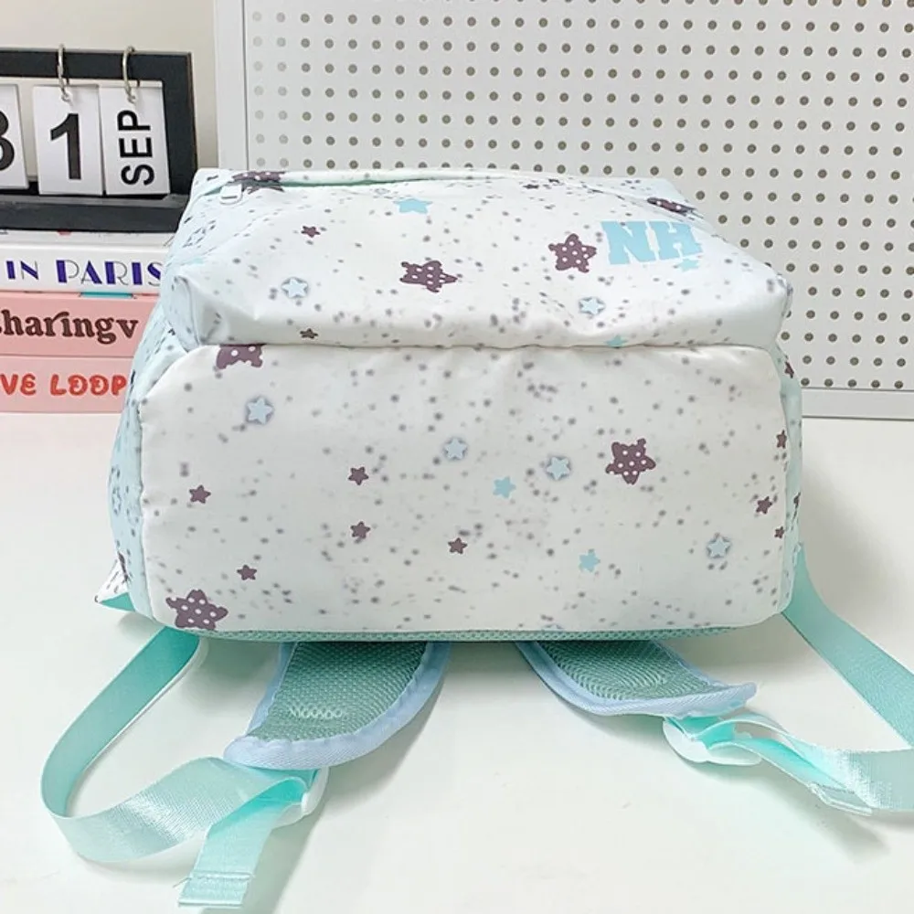 かわいいレタープリントスターバックパック軽量大容量オックスフォード布バックパック布製カレッジスタイル学生スクールバッグデイリーバッグ