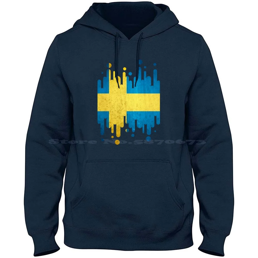 Sweden Vintage Flag 100% Cotton Hoodie Spldge Splash Flags Spot Splatter Sweden Malmo Stockholm Gothenburg Malmo Uppsala