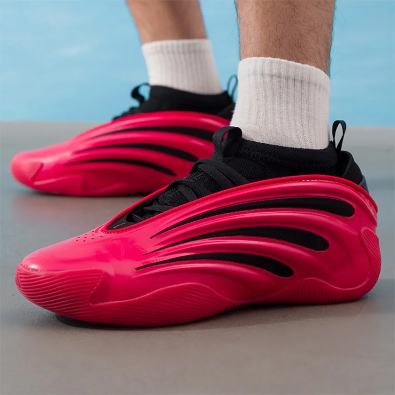Zapatillas de baloncesto adidas Bright Red Black Streamlined, zapatillas deportivas antideslizantes con amortiguación de una sola pieza para hombre JS1304