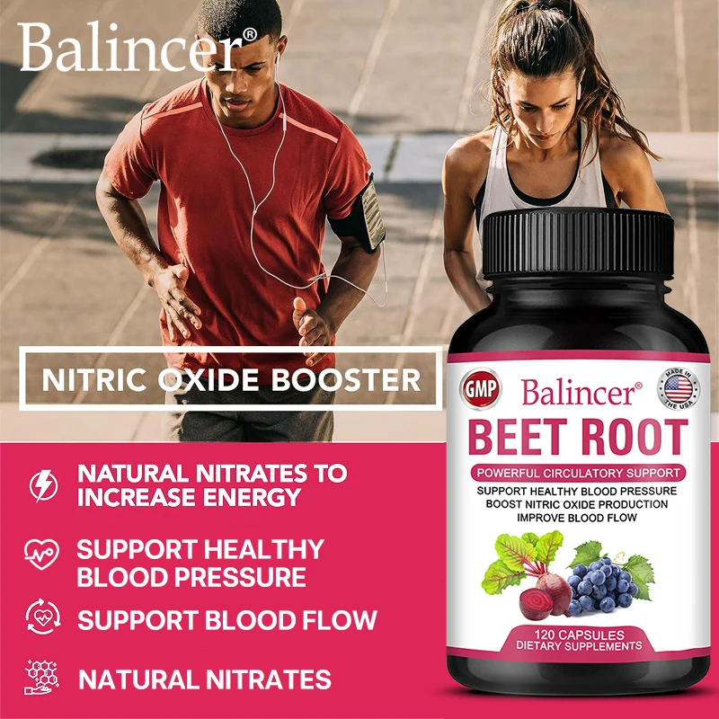 Beet Blood Pressure Support Supplement with Grapeseed for Circulation and Cardiovascular Vasodilation Heart Health Vitamins