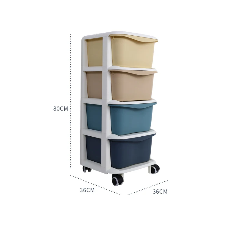 4 layers Drawer style clothes drawer plastic storage cabinet snack organizer children's toys gradient locker with wheels