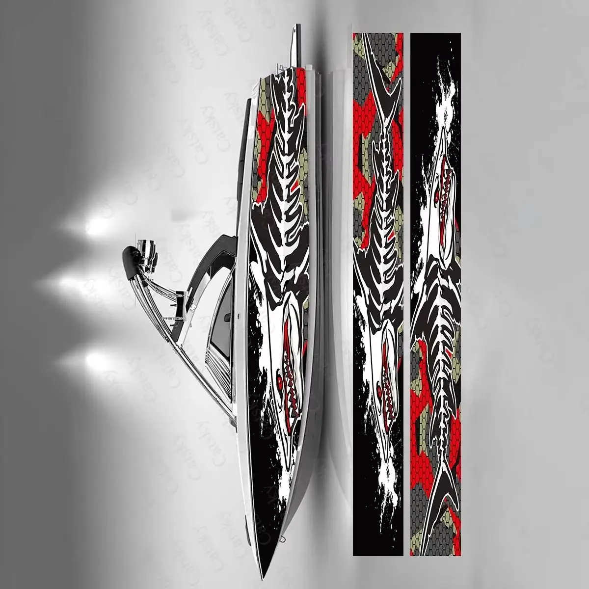 

Angry Fish Bone Colorful Boat Sticker Fashion Custom Fish Boat-Sticker Vinyl Waterproof Boat Wrap Graphic Boat Wrap Decal