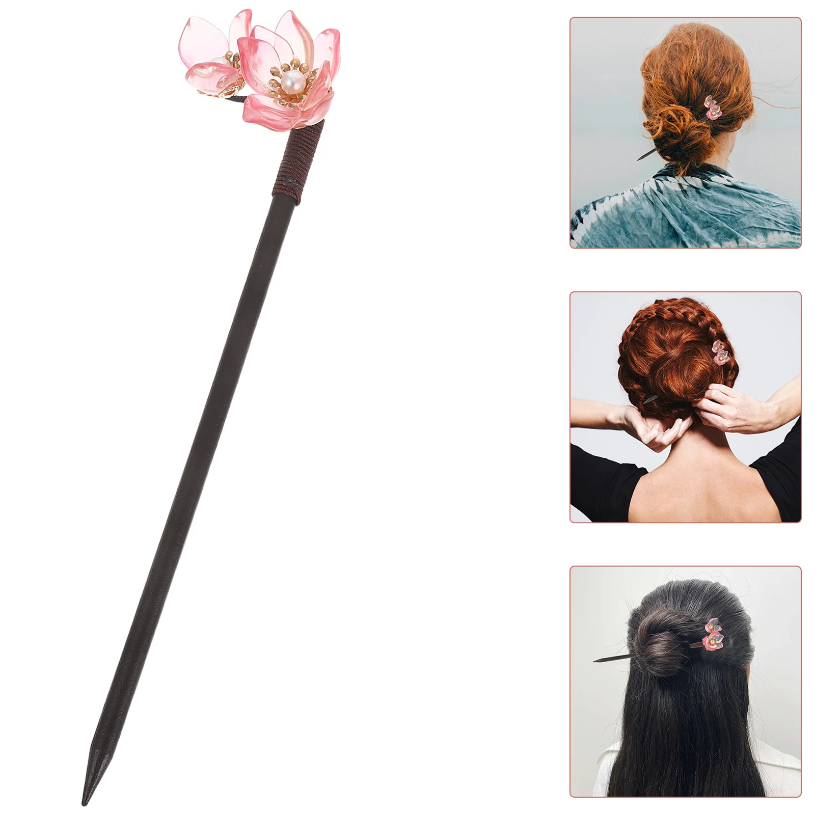 

Retro Flower Hairpin Vintage Style Delicate Chinese Hair Stick Elegant Hair Ornament for Girls Casual Party Cosplay Headdress