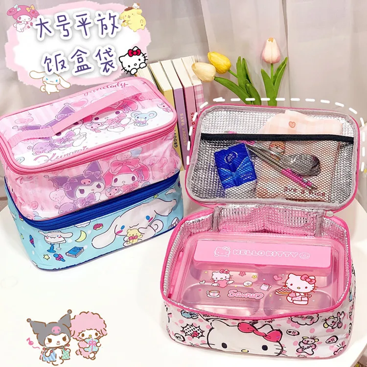 

Kawaii Sanrio Lunch Bag Anime Cinnamoroll Kuromi My Melody Lunch Bag Cute Picnic Thermal Breakfast Box Girl Convenient Lunch Box