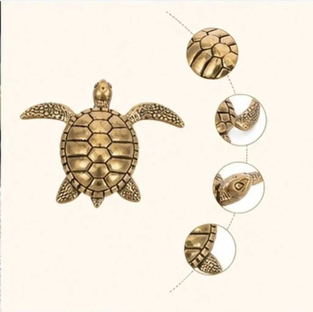 3Pcs Mini Brass Turtle Statues Garden Sea Turtle Sculpture Bird Bath Outdoor Bowl Decoration Marine Animal Ornament