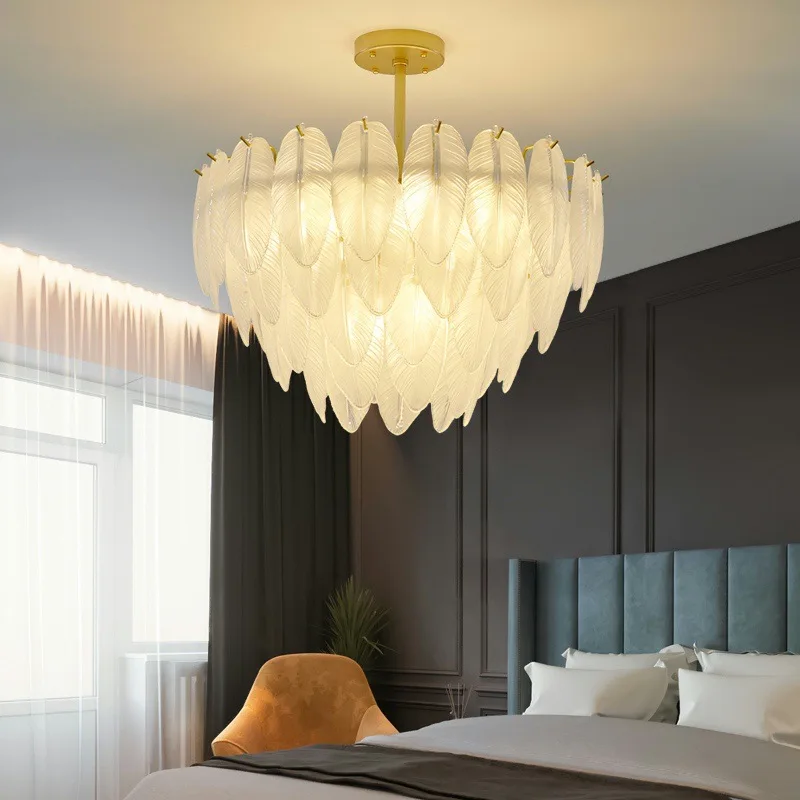 lustre criativo do teto do vidro da pena luzes interiores luxuosas sala e quarto luz nova 2024 01