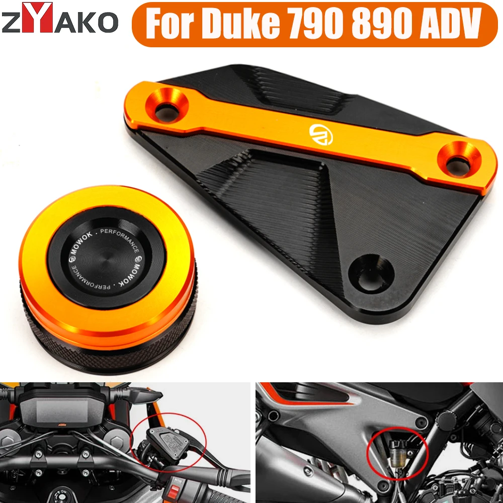 MOWOK For KTM 890 Adventure R Duke 790 Duke 890 790 ADV 890SMT Norden 901 2023 Motorcycle Rear Front Brake Fluid Reservoir Cover