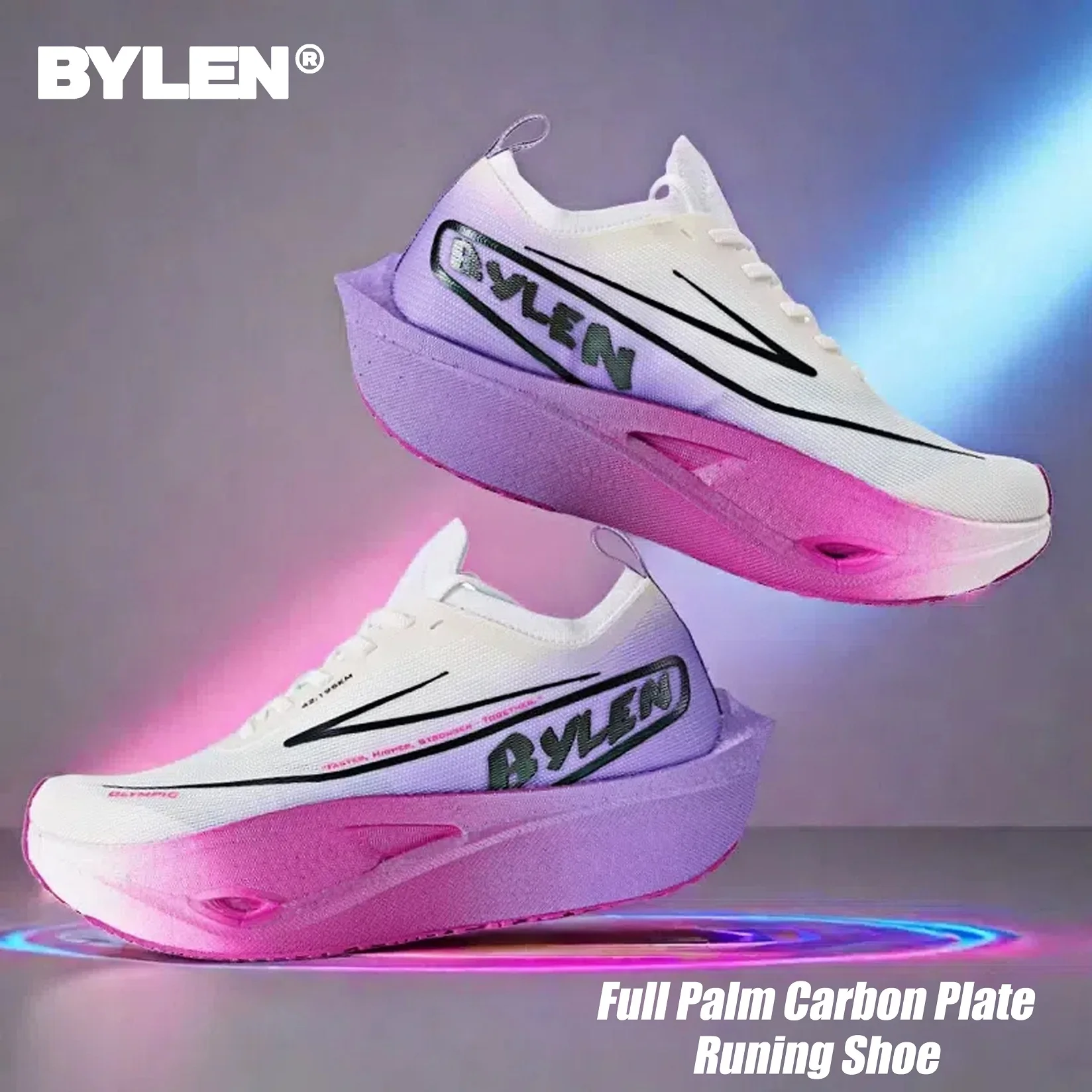 BYLEN 2025 New Marathon Full Palm Carbon Plate Running Shoes For Men 2025 Shock-Absorbent Breathable Sneakers