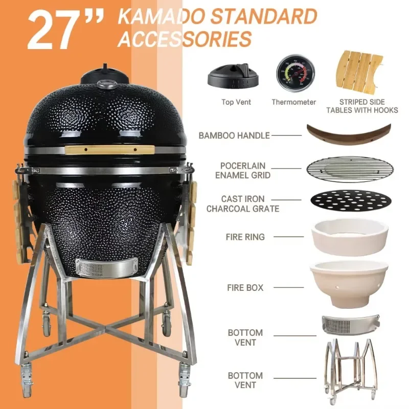 Cooking Smoker Ceramic Large 27 29 Inch BBQ Eggs Green Asado Carbon Charcoal BBQ Camado Outdoor BBQ