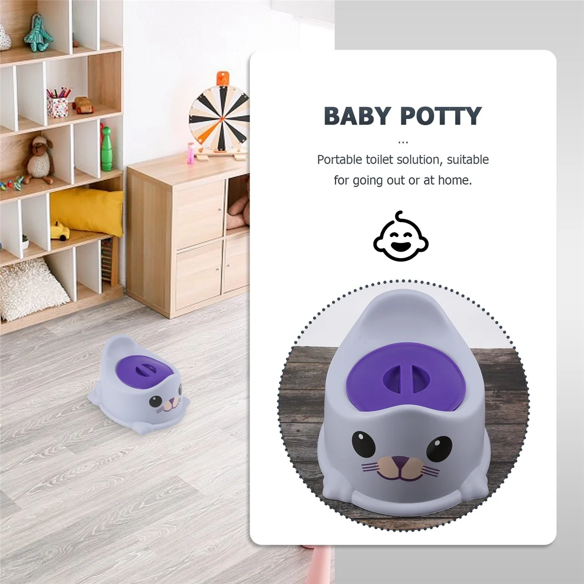 Baby Potty Training Seat with Backrest Portable Pot for Kids Baby Boy Toilet Cute Potty Stool for Boys - Purple