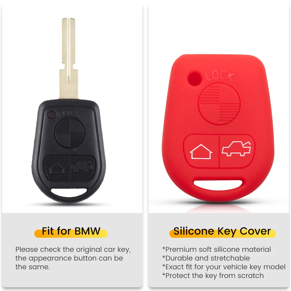 Dandkey Replace Silicone Key Case Cover For BMW X3 X5 M3 530i 330i 330xi E31 E32 E34 E36 E38 E39 E46 Z3 Z4 E90 E60 3 Buttons