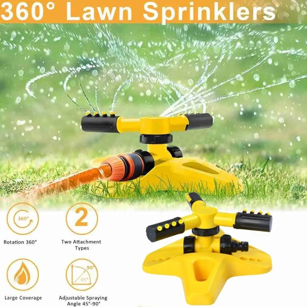 360 Degrees Garden Sprinkler Large Area Sprinkle Irrigation Grass Water Sprinkler Automatic Rotation Automatic Irrigation System