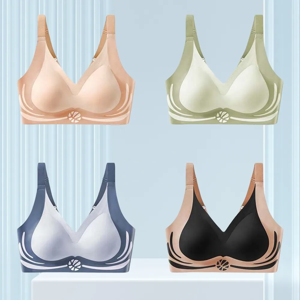 Seamless Wireless Deep V Bra Shockproof Close-fitting Brassiere for Women No Trace Lingerie Push Up Underwear Running