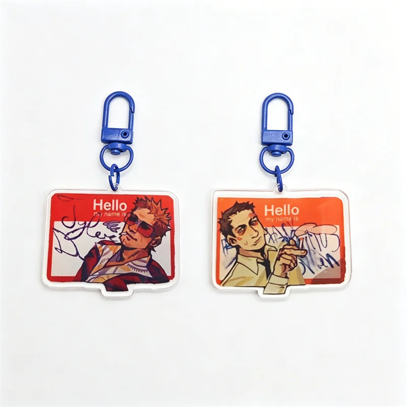Movie Fight Club Tyler Durden Narrator Cosplay Keychain Acrylic Keyring Bag Pendant Figure Key Chain Accessories Ornaments Prop