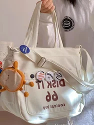 Nuova borsa di tela per studenti borsa a tracolla monospalla di grande capacità per studentesse universitarie semplici e versatili