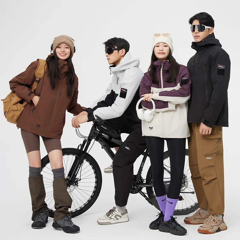 

2025 Unisex 3-in-1 Ski Jacket Detachable Polar Fleece Liner Plush Lined Thickened Warm Windproof Winter Coat