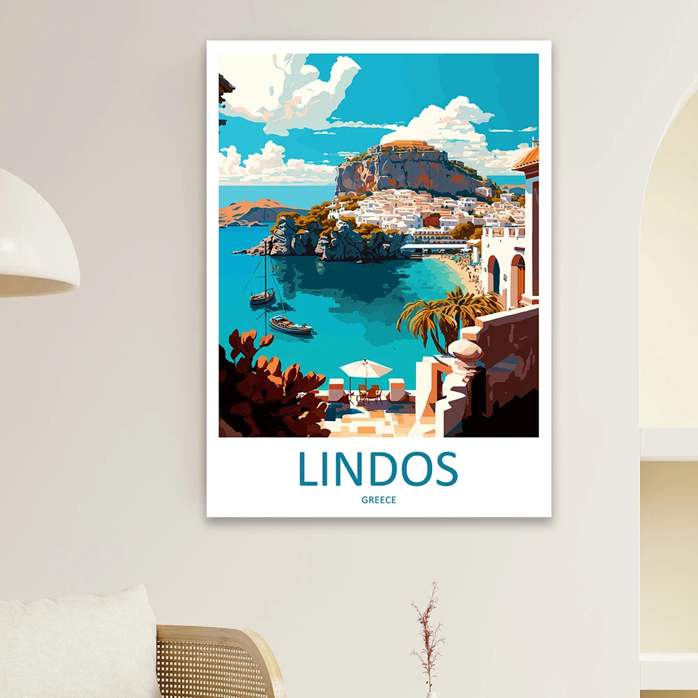 Athens Travel Print Wall Art Travel Greece Wall Art Poster Watercolor Santorini Greece Landscape Painting Vintage Bedroom Decor