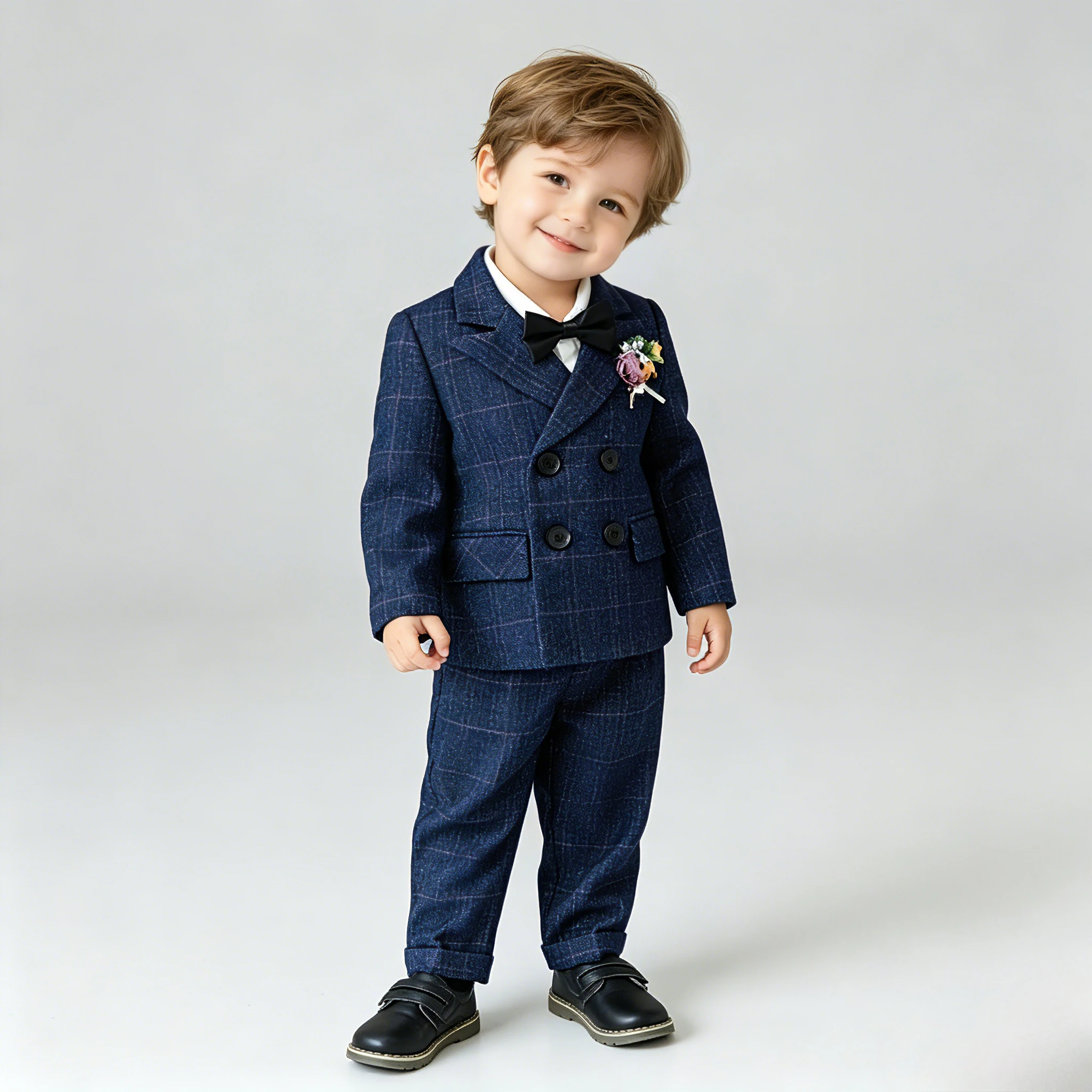 Boys Suit for Weddings Autumn Gentleman Plaid Birthday Blazer Set 2 To 12 Y Kids School Uniform Host Chorus Performance Costumes