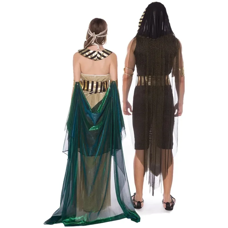 Adult Ancient Egypt Egyptian Pharaoh King Empress Cleopatra Queen Costume Halloween Party Medieval Couples Cosplay Dress