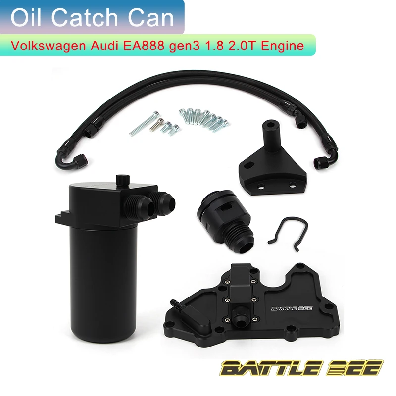 

Car Baffled Oil Catch Can Reservoir Tank Oil Dipstick Hole Breathable Kettle For EA888 gen3 Engine 1.8 2.0T Golf MK7 BB-OCC-03