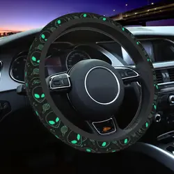 Green Aliens Car Steering Wheel Cover 37-38 Universal Steering Wheel Protective Cover Colorful Car-styling Car Accessories