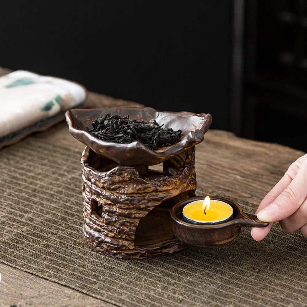 

Durable Retro Style Tea Light Candle Holder Ceramic Ornament Wax Melt Burner Split Anti-scald Tea Fragrance Dispenser Home Decor
