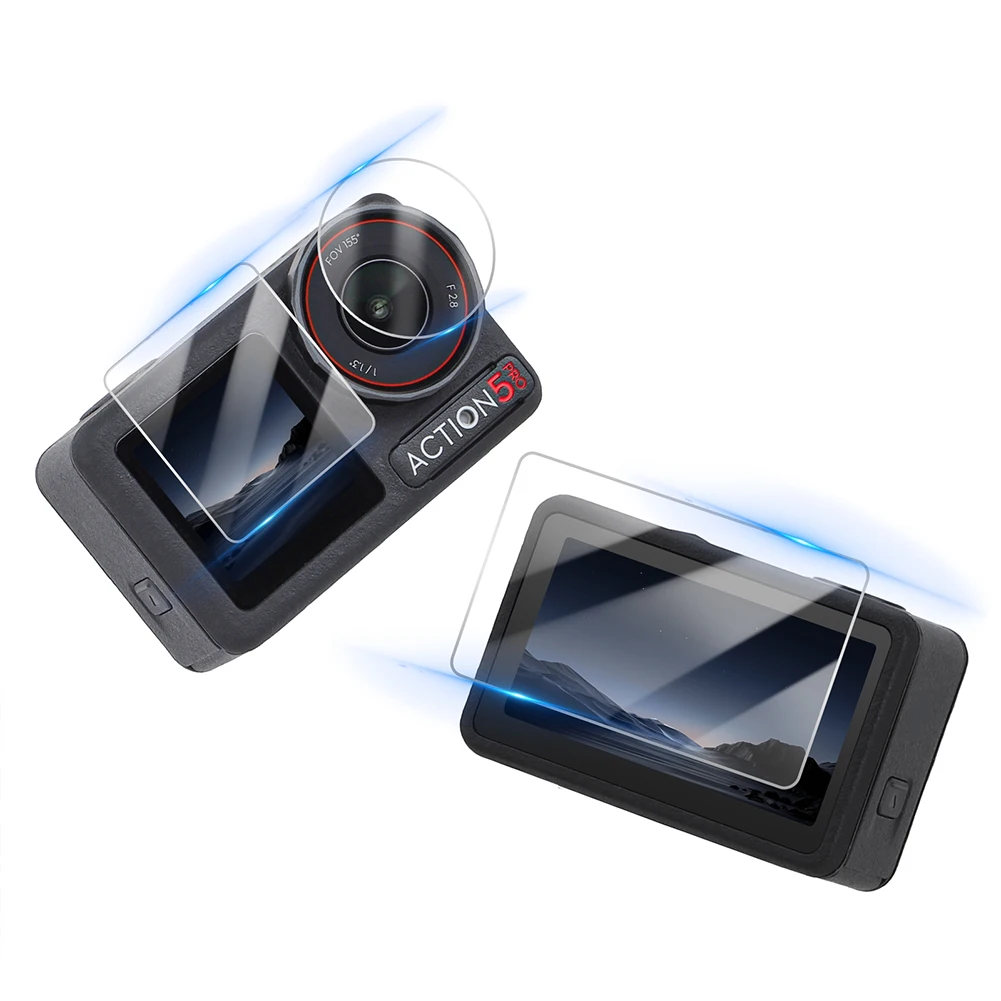 1/2 Set Camera Lens Screen Protector Film Ultra-Clear Tempered Glass Film Anti-scratch Explosion-proof for DJI Osmo Action 5 Pro