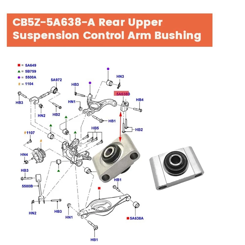 

2Pcs CB5Z-5A638-A Rear Upper Suspension Control Arm Bushing For Ford Explorer Taurus Lincoln MKT MKS 2010-2021 K201348
