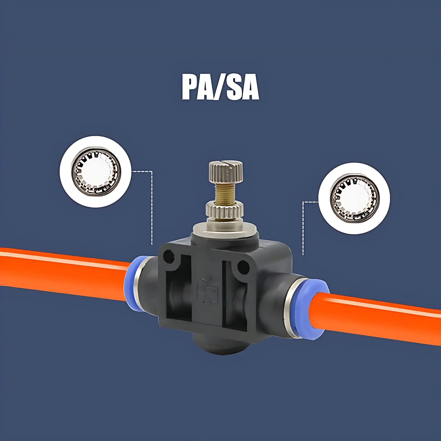 Vanne d'Accélérateur SA de 4mm 6mm 8mm 10mm 12mm, Tuyau de Contrôle de Débit d'Air, Connecteur Pneumatique Manuel à Enfoncer, 20/50/100 Pièces