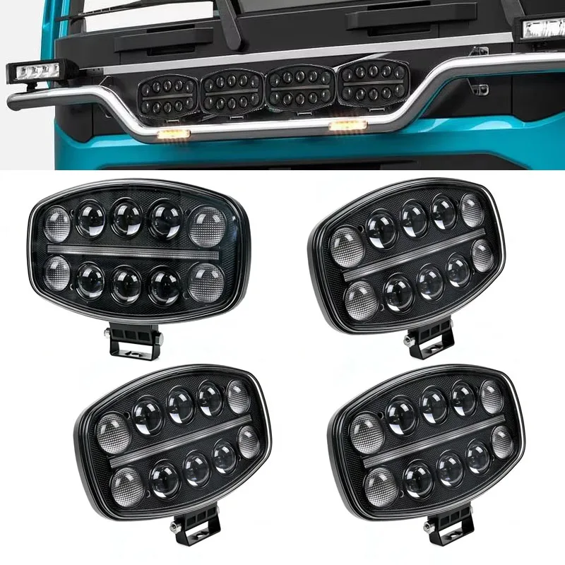 4Pcs 9 Inch12V 24V Truck Off Road Spotlight Headlight Driving Flood Led Work Light For Truck Offroad Suv Drl Yellow White 100W