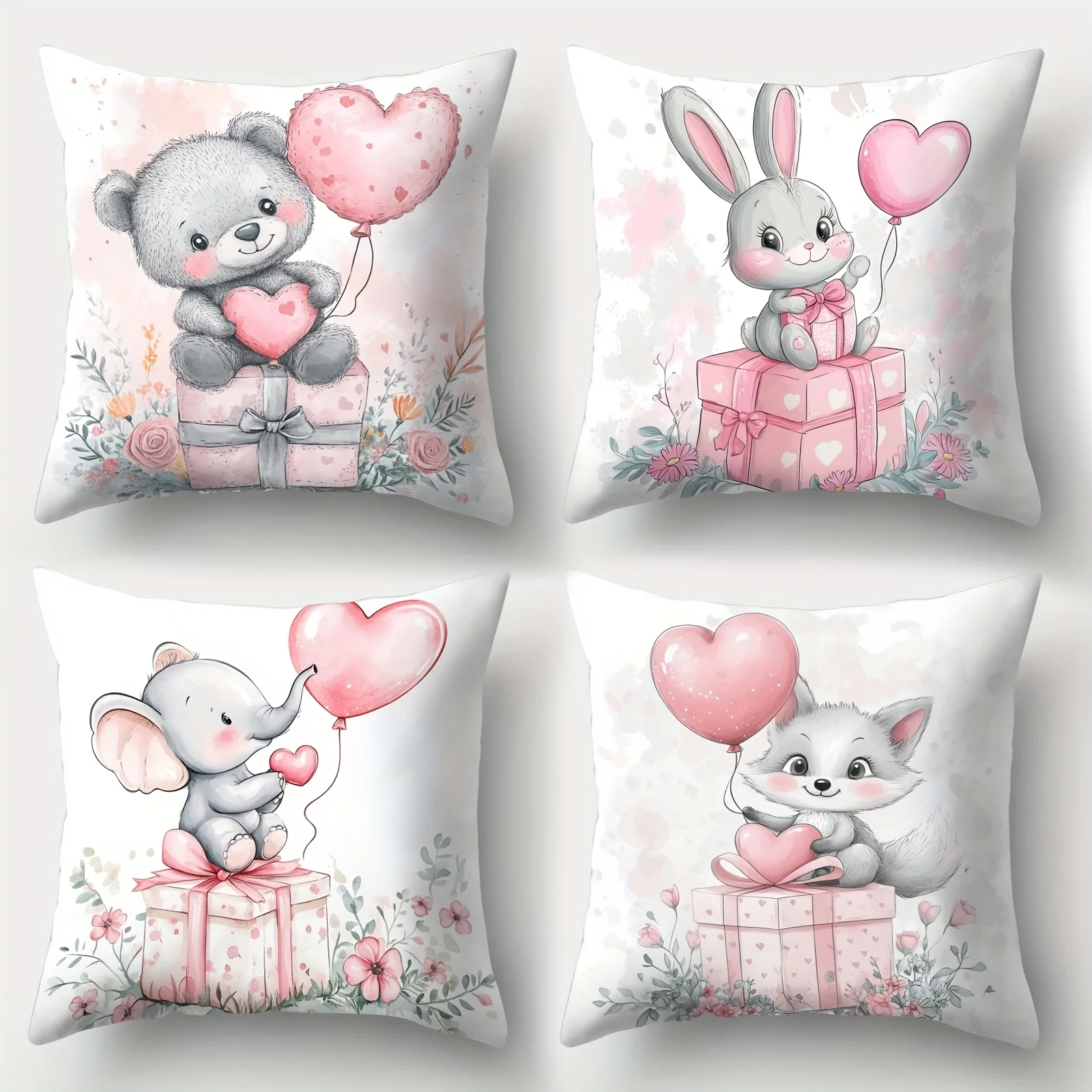 Baby Nursery Animal Theme - Conjunto de 4 Capas de Almofada
