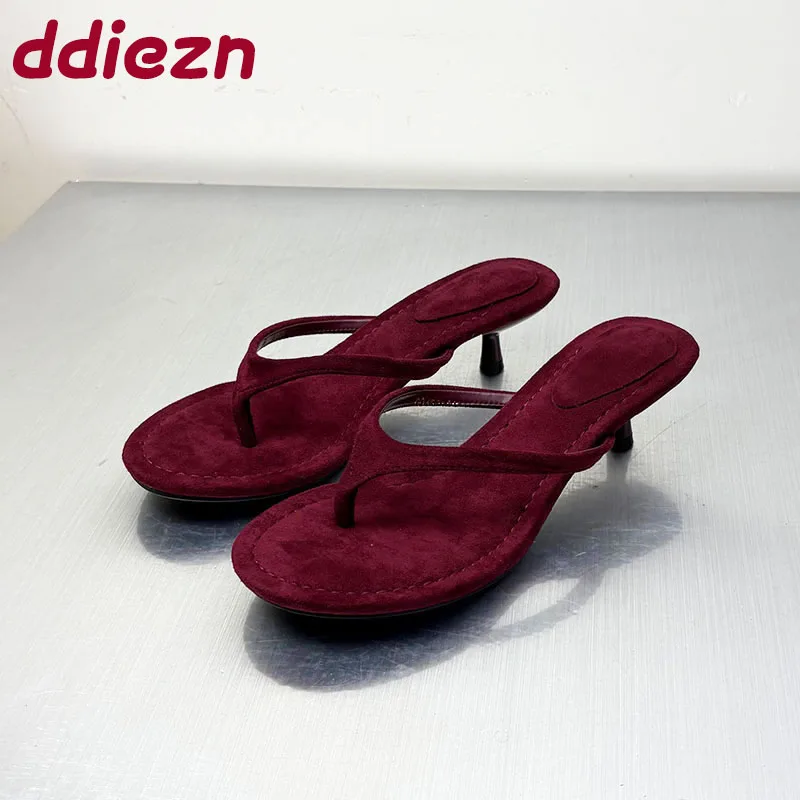 

Big Size 43 Ladies Low Heel Sandals Summer Beach Flip flops Fashion Flock Women Heeled Sandals Slipper Shoes Female Slides Pumps