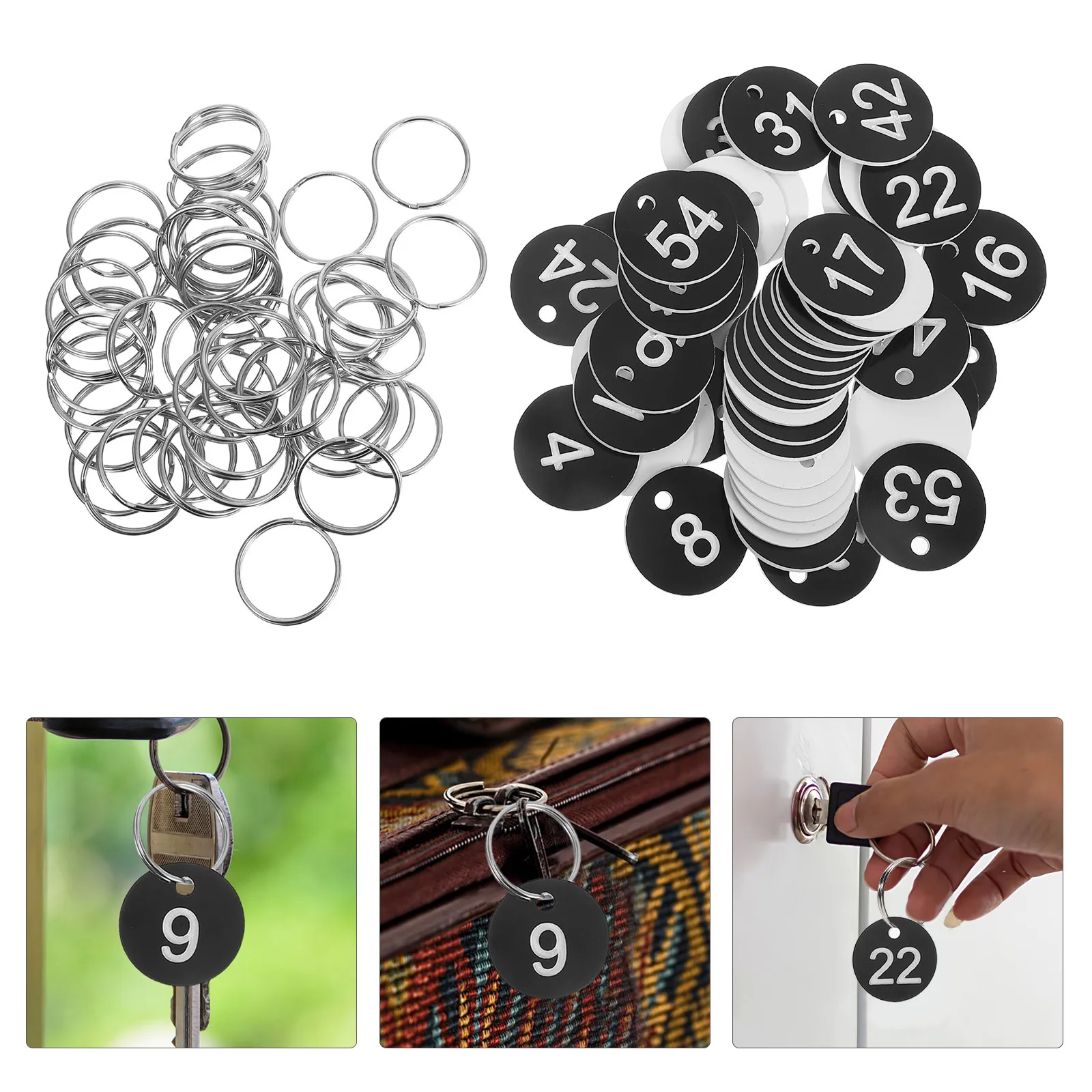 

50Pcs Travel Bag Tags for Luggage Luggage Identification Tags Numbered Plastic Keychain Labels 1-50 for Hotel Gym Dorm Use