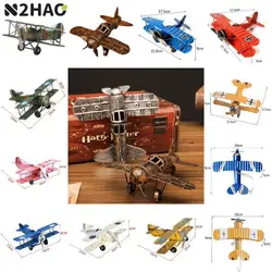 Vintage Wrought Iron Mini Aircraft Model Ornaments Car Interior Retro Tin Airplane Home Desktop Decoration Plane Hanging Crafts