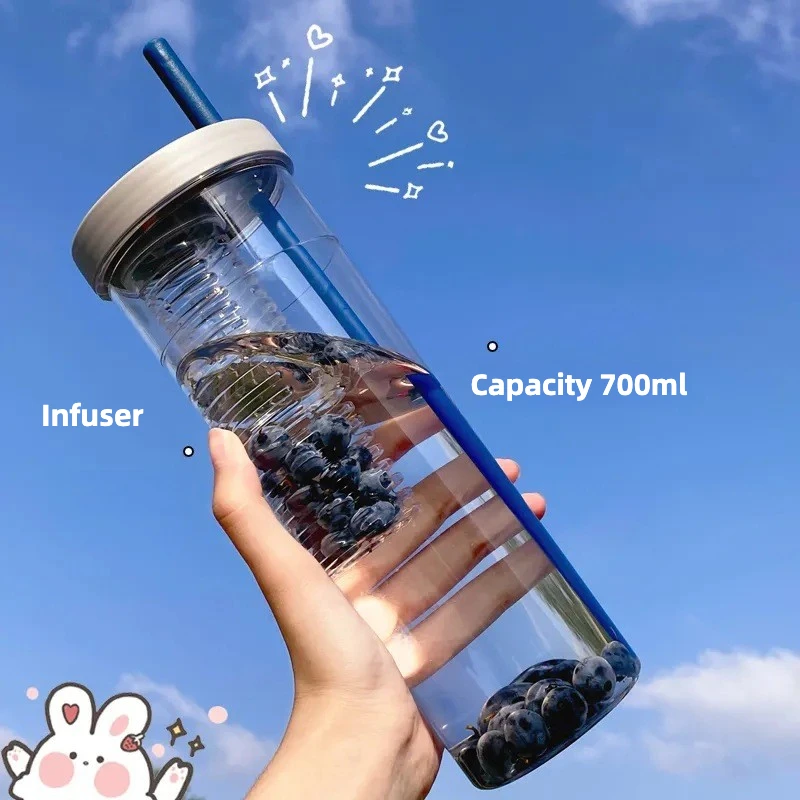 700ml ใหม่ Desgin Insstyle ขนาดใหญ่ความจุ PC น้ําขวด Staw BPA ฟรีหลายสี LeakProof Infuser ถ้วยชาแบบพกพา