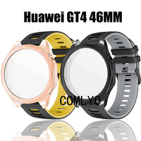 2in1 for Huawei watch GT 4 46mm SmartWatch Strap Band Silicone Replacement Bracelet Case Protector Full Cover Shell