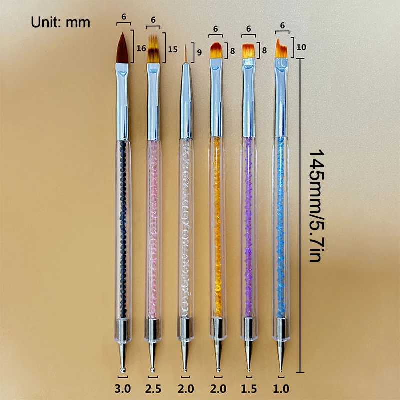 Набор кистей для дизайна ногтей с двойной головкой, кончик, рисование гелем, резьба, точечная ручка, лайнер, акриловые инструменты для ногтей, профессиональные лампы для ногтей