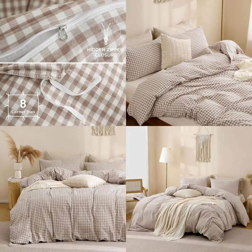 Tan Gingham Duvet C… - image