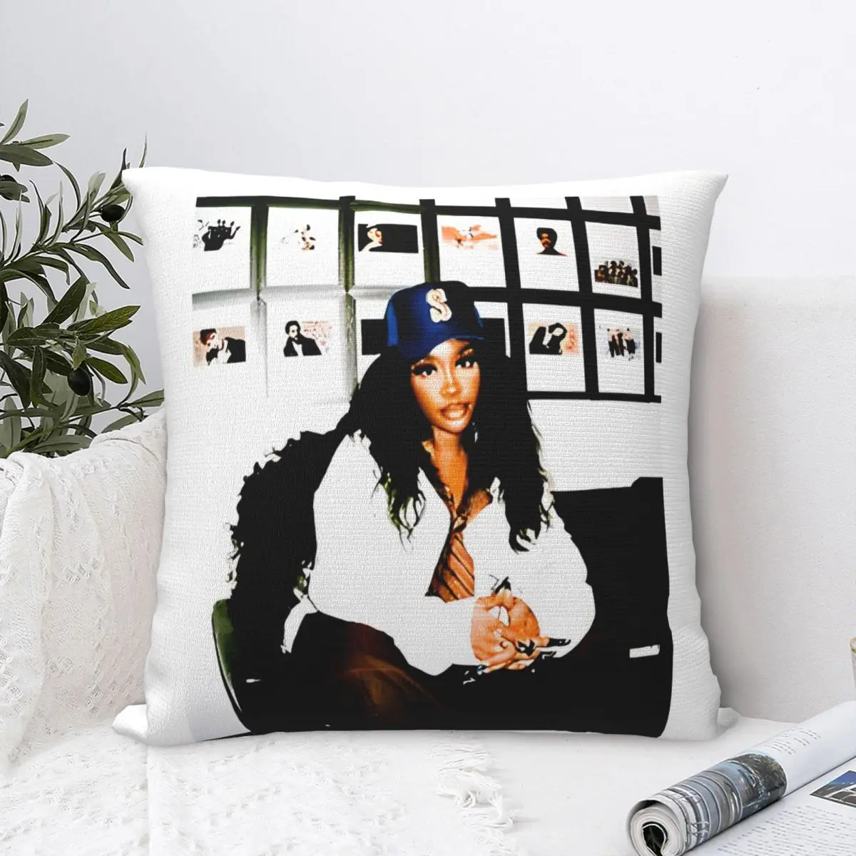 Sza New Bootleg 90s Pillow Case Vintage Punk Music Rap Hip Hop Cushion Cover Creative Decorative Pillowcase for Home 45x45cm