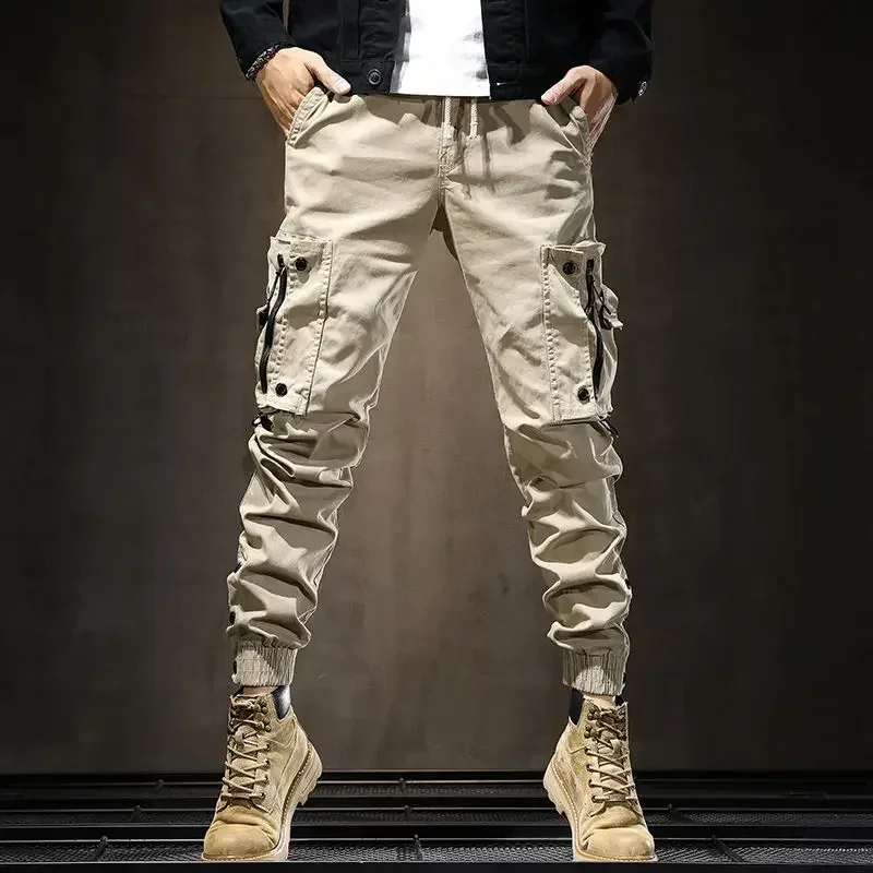 Male Trousers Loose Autumn Men's Cargo Pants Motorcycle Biker Slim Luxury Harajuku Casual With High Quality Slacks Clothing