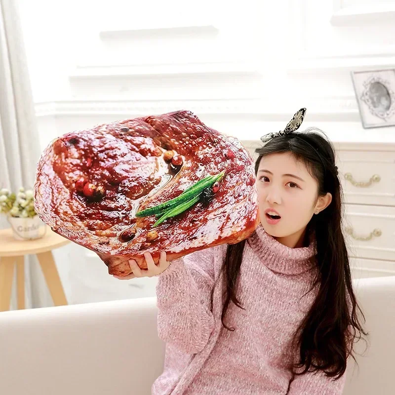 80cm doux en peluche pain Steak pizza Baguette jouet Unique émulation alimentaire forme oreiller en peluche voiture canapé sieste oreiller coussin jouets